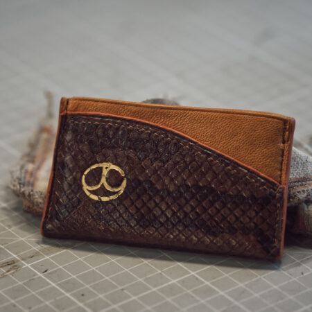 Three slot cardholder | Brown snake & tan chèvre #1